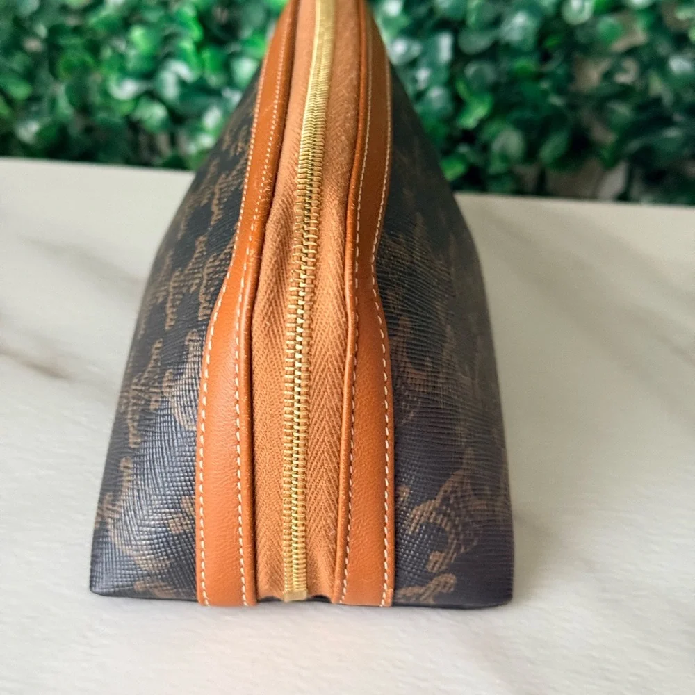 Celine Triumph Brown and Tan Small Cosmetic Bag